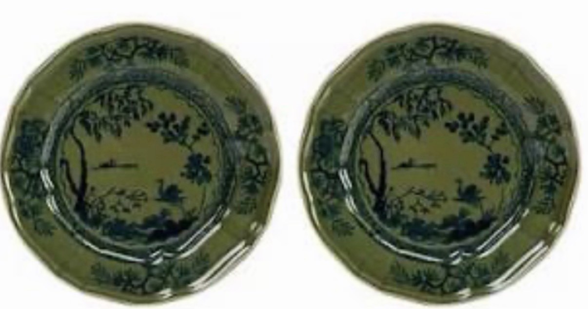 3 Green Handcrafted Southern Living Dessert/Salad Plates Inspired By Ginori 1735