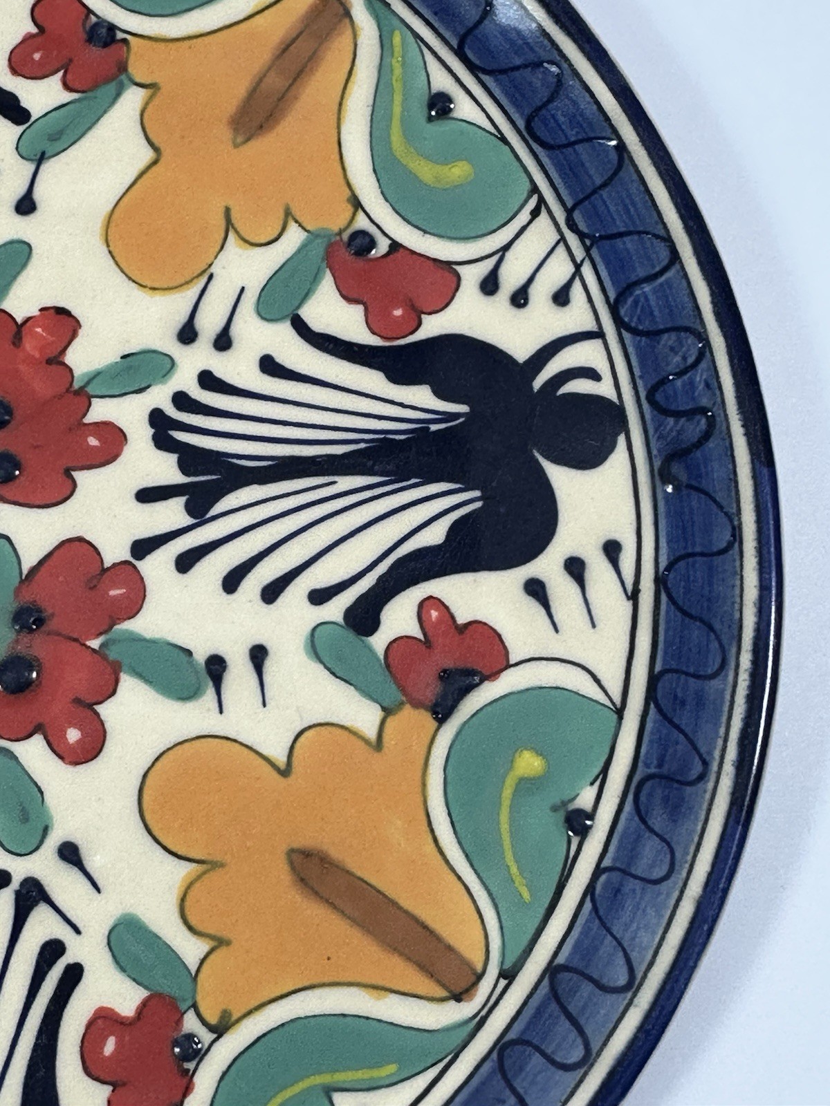 Talavera Mexican Pottery Platter 12″ Wall Art Colorful Birds & Flowers Lead Free