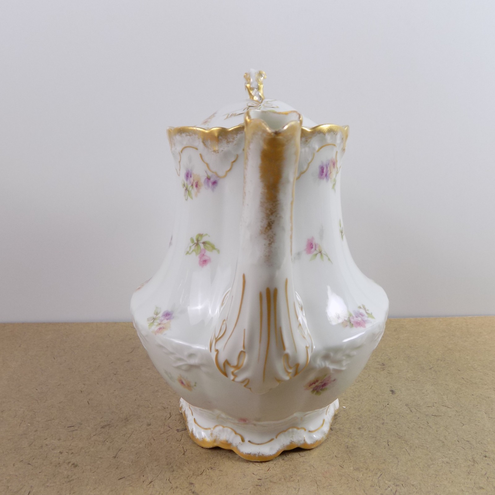 Theodore Haviland Limoges Teapot H4115 Blank 1009 France Porcelain Flowers Gold