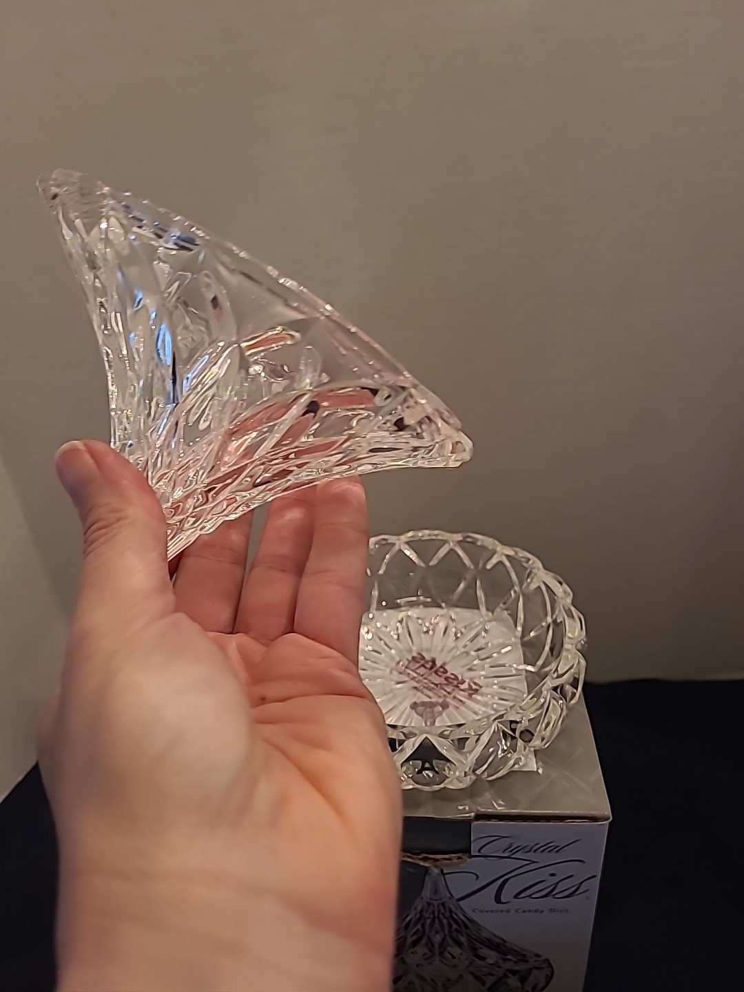 Hershey’s Kiss Crystal Covered Candy Dish Clear Lead Shannon Crystal, New