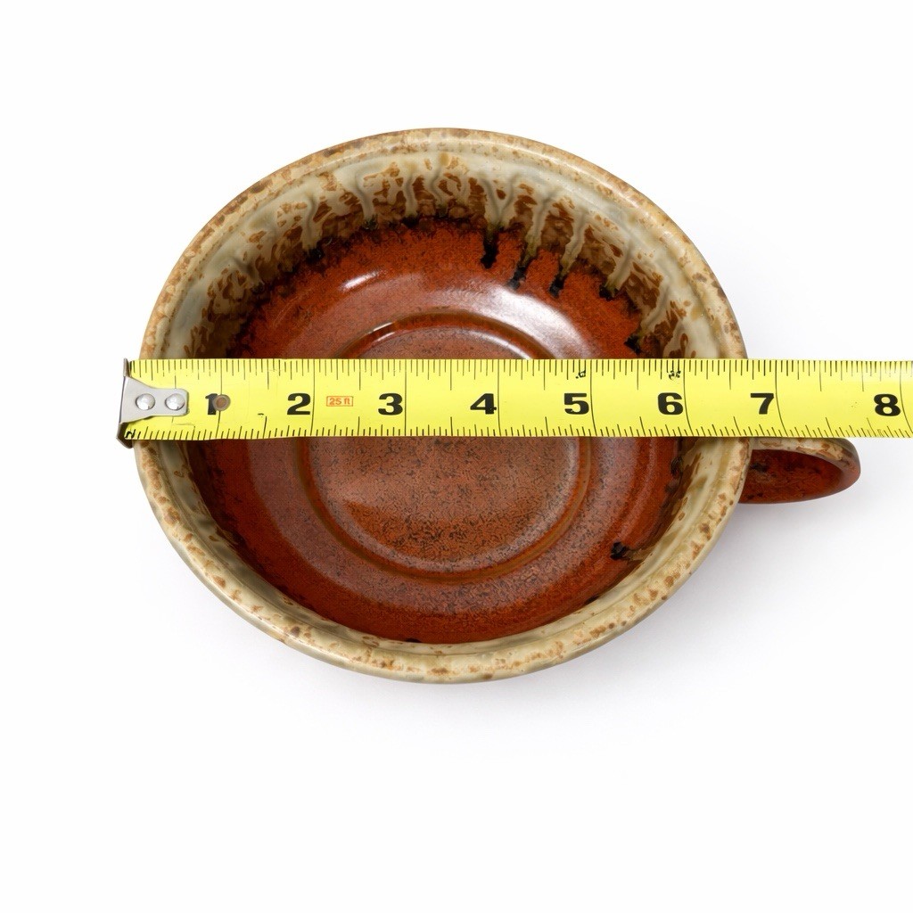 Vintage HandmadePottery Soup Mug Bowl Handle Drip Glaze Signed 2012 Rustic 6.5