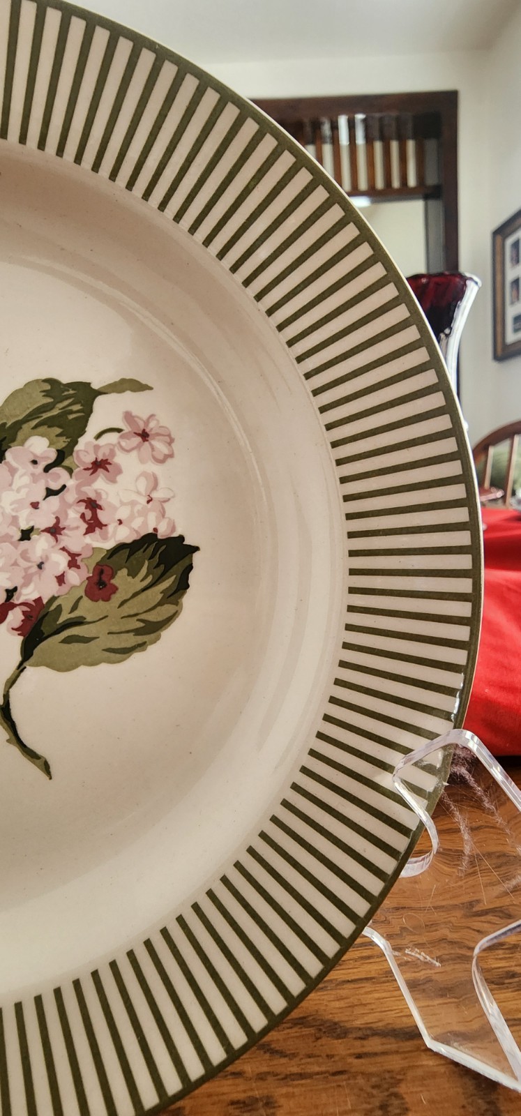 Hydrangea Salad Dessert Plate 8 1/2″ Martha Stewart Stoneware White Pink Green !