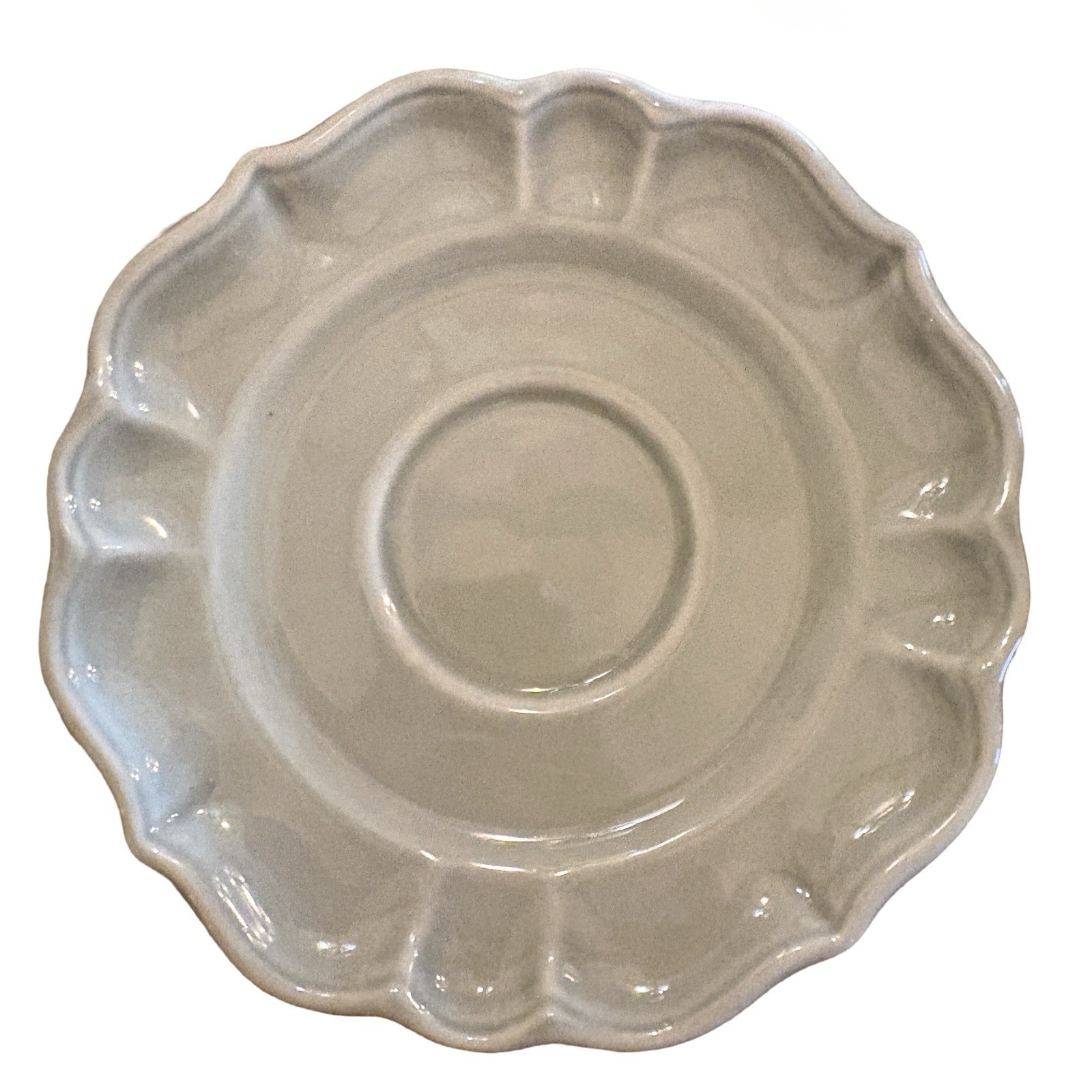 Varages France Vintage LUBERON CELADON Flat Cup and Saucer Set of 4 NEW