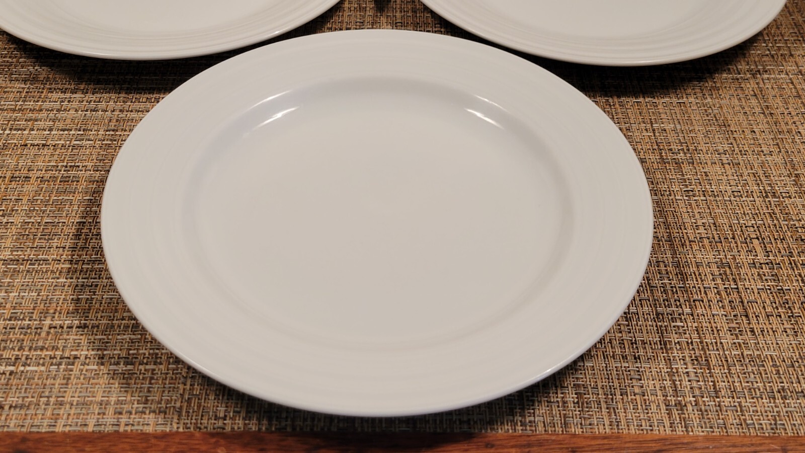 Crate & Barrel Set of Three Salad Plates White Spal Porcelain Portugal