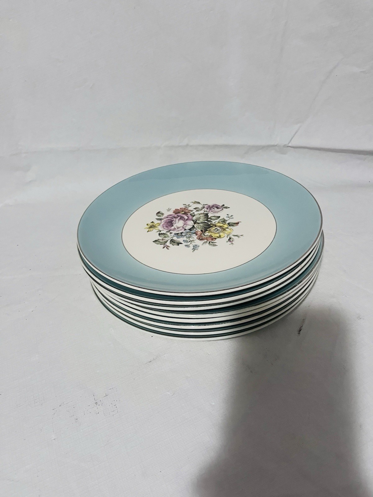 Cunningham & Pickett DANUBE Dinner Plate SET of 8 FLORAL Hand Painted 10.25″