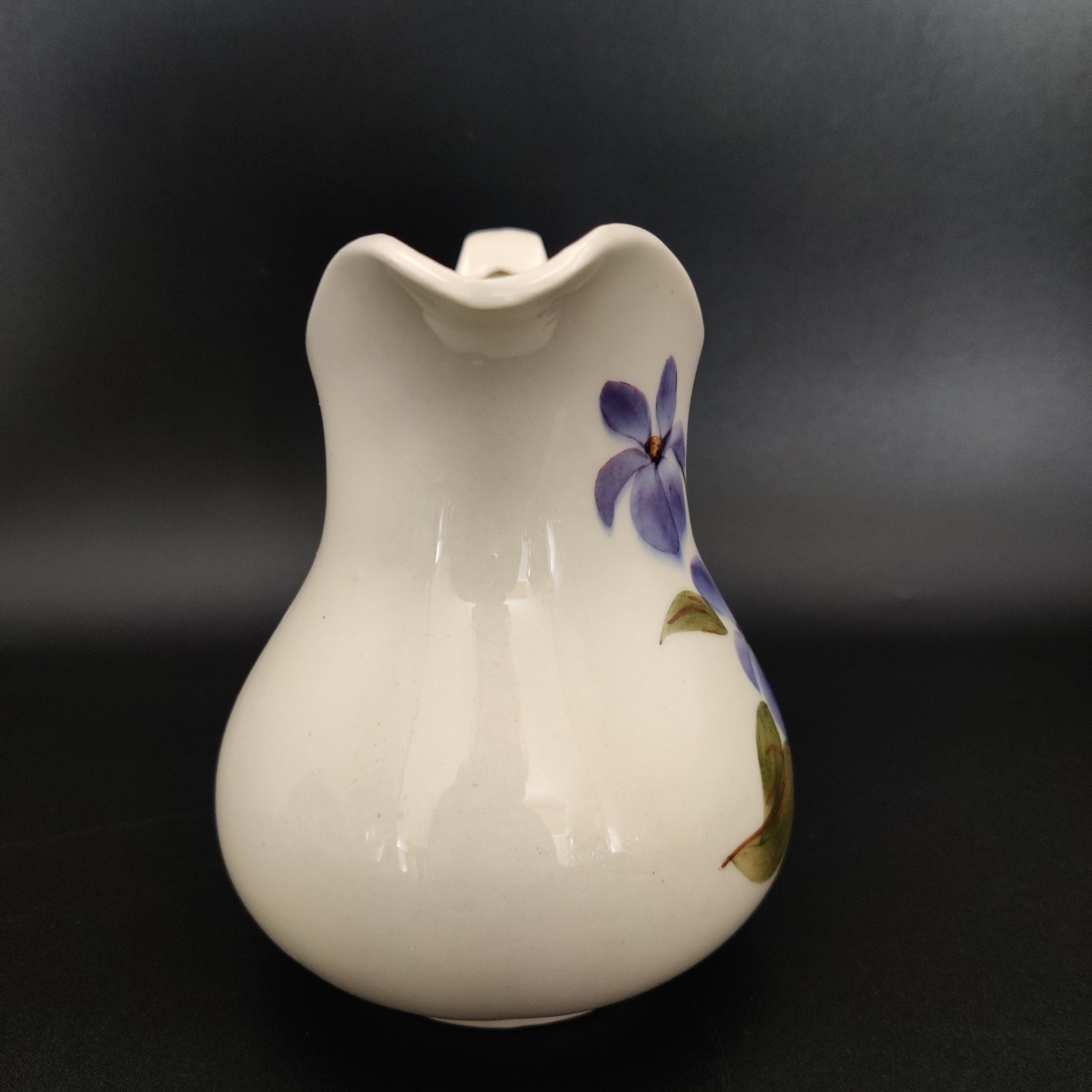 Clinchfield Artware Hand Painted Ceramic Pitcher Purple Flowers Erwin, Tenn