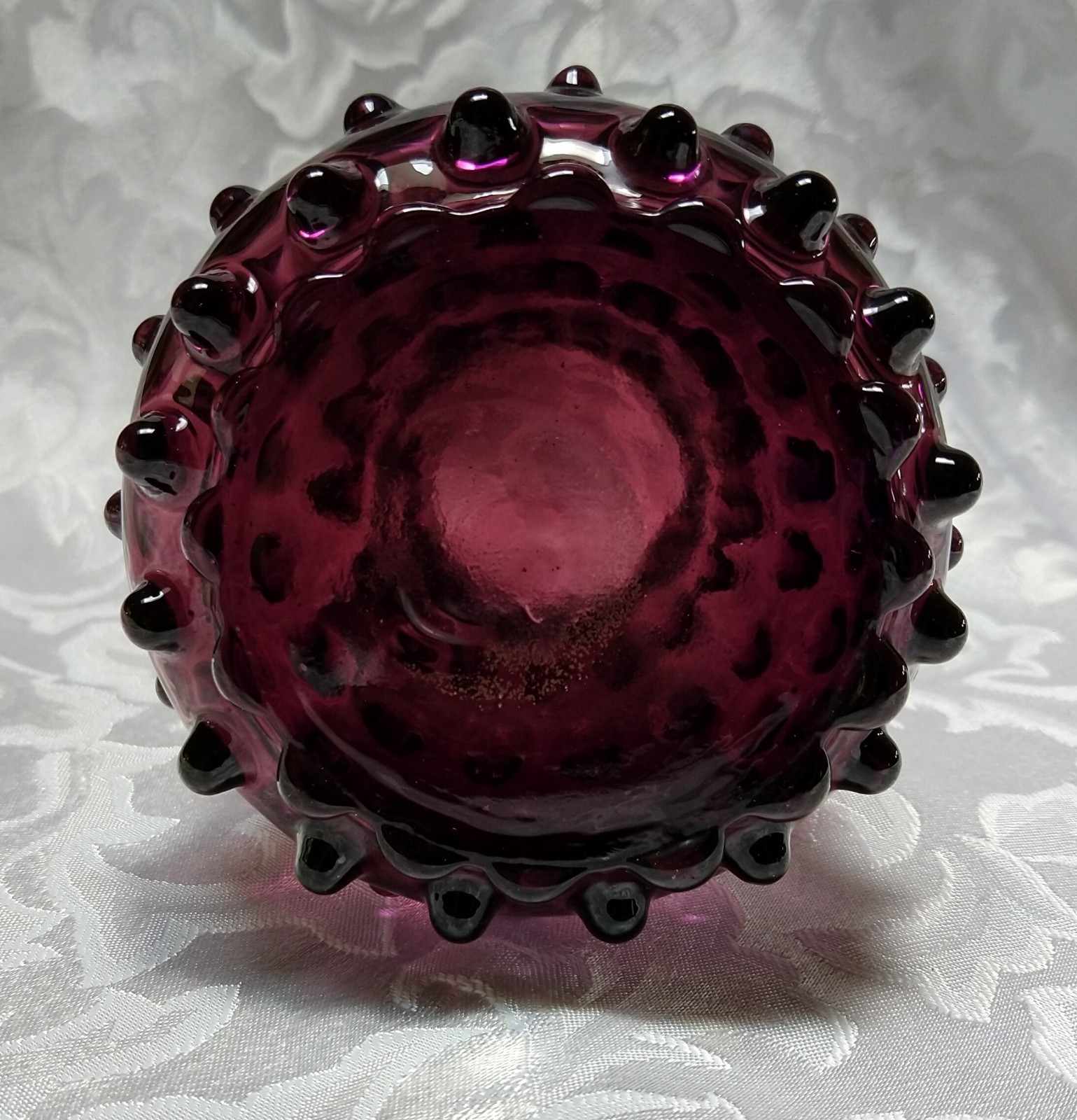 Vtg Small Hobnail Amethyst / Purple Glass Pitcher