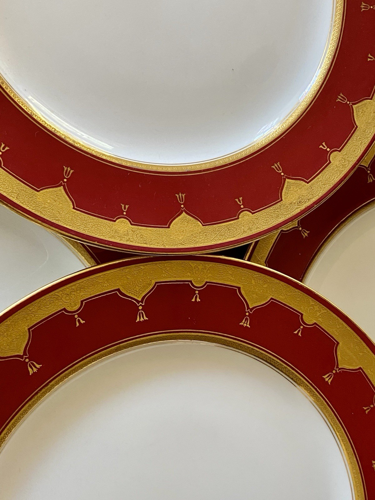 Antique MINTON Set Of 9 Dinner Plates G9561 Red Gold 10.25” Rare Museum Quality