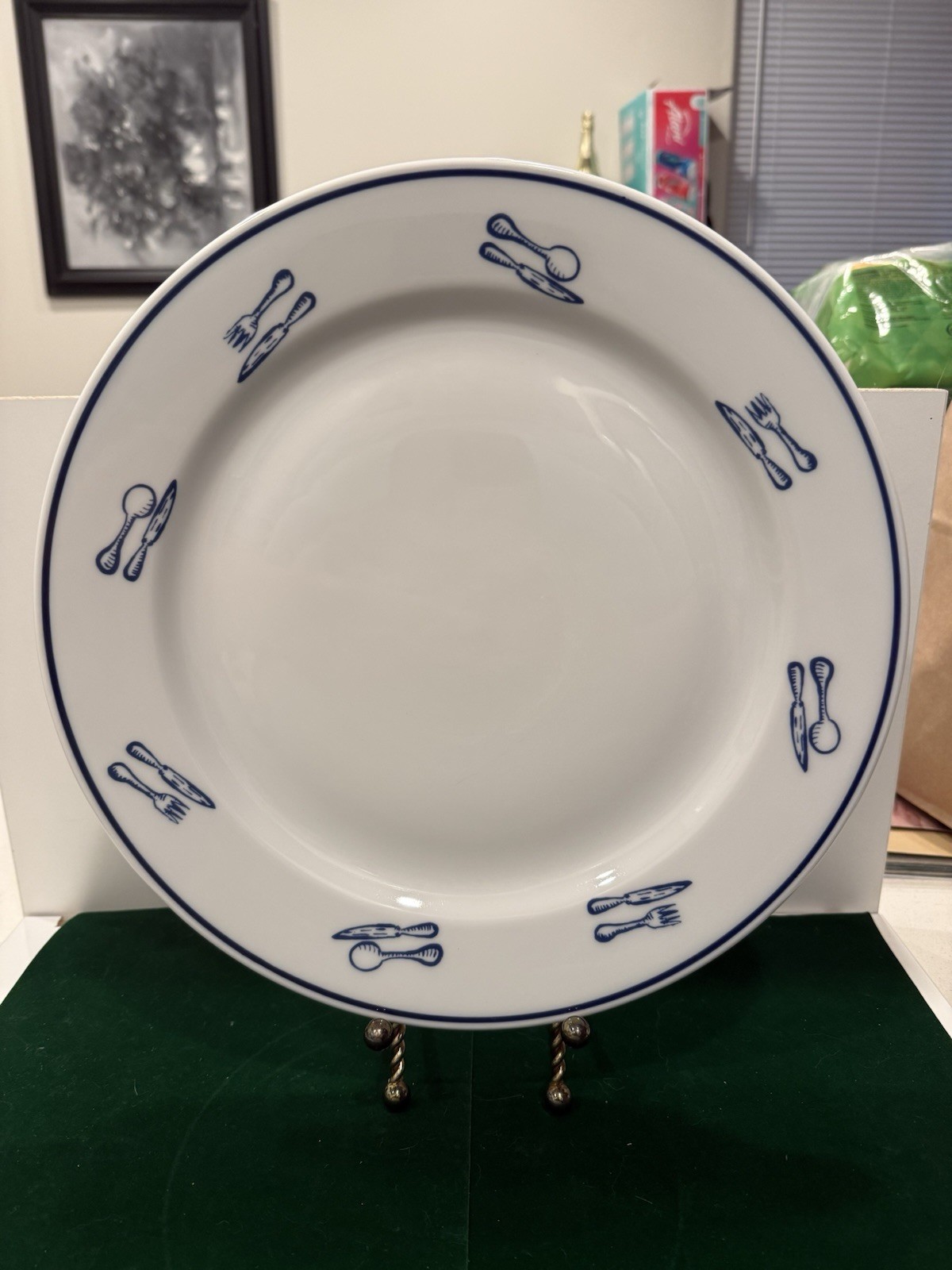 Set of 4 Blue/White Rosanna Poland 12” Dinner/“Chop” Plates