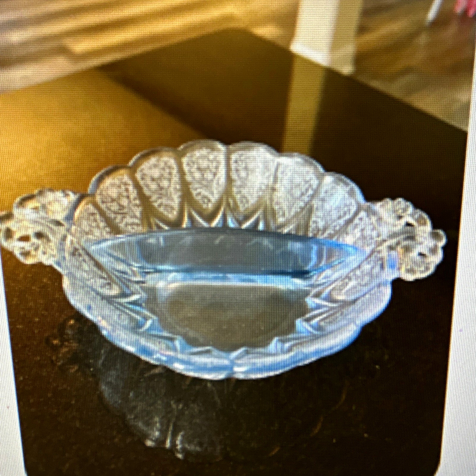 Vintage blue depression Glass Divided Relish Tray with Handles