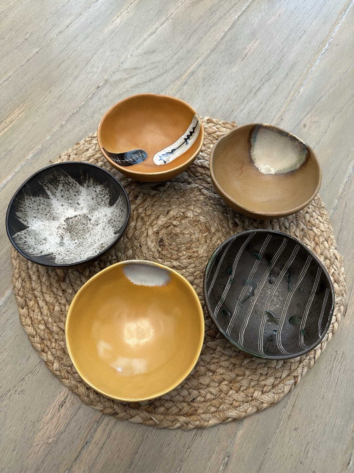 Bowl Set of 5 Stackable Stoneware Decorative Snack
