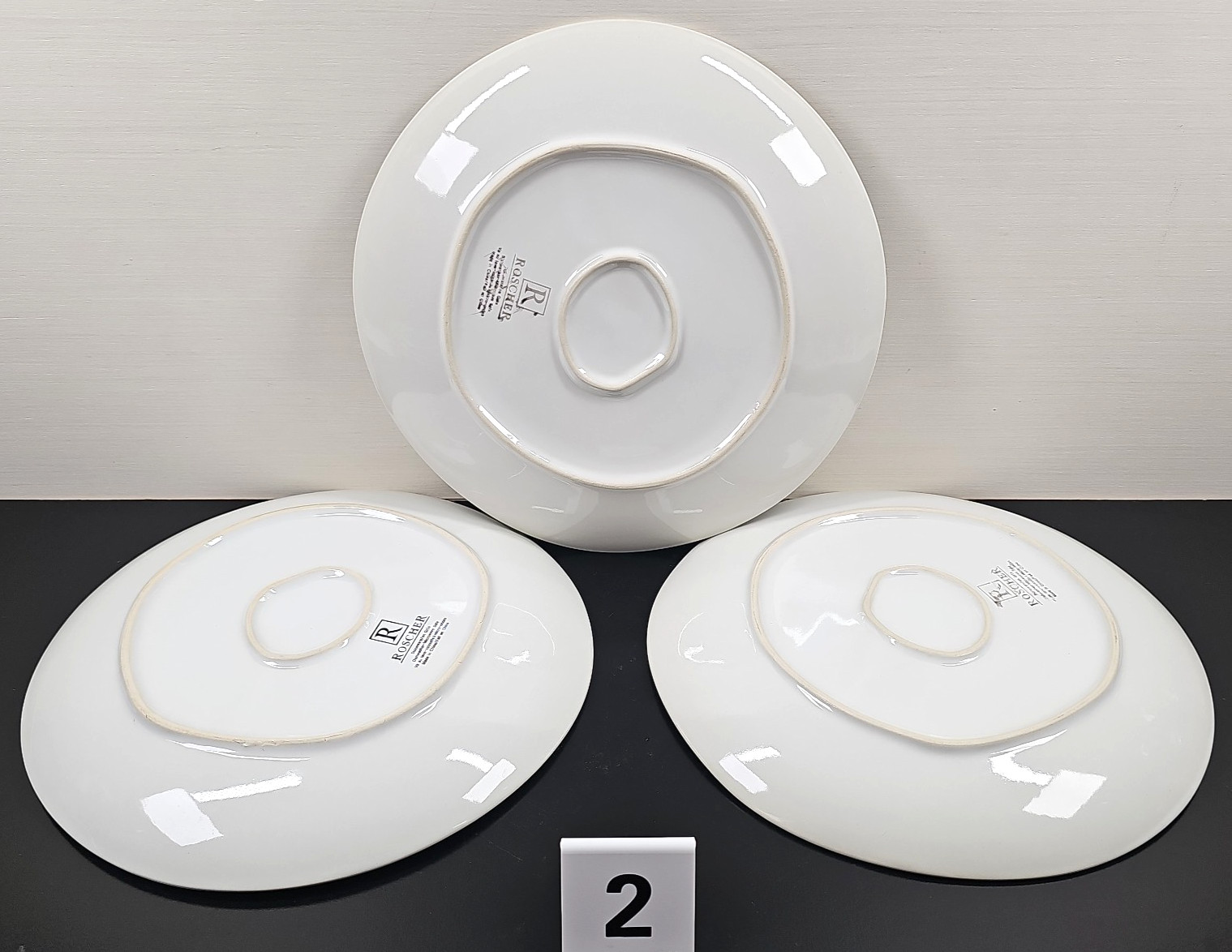 6 Roscher Crackle Glass Green Dinner Plates Set Elegant Stoneware Table Dish Lot