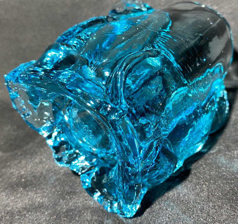 Blue Vaseline glass Circus elephant toothpick Q-tip holder uranium match crying