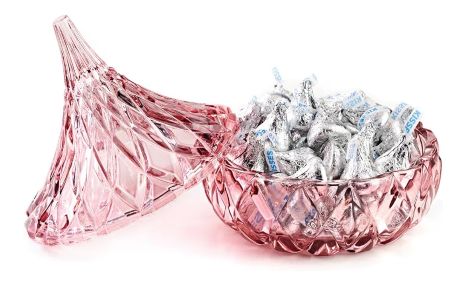 Hershey’s Kiss Pink Crystal Covered Candy Dish Godinger Pink/Blush *NIB*
