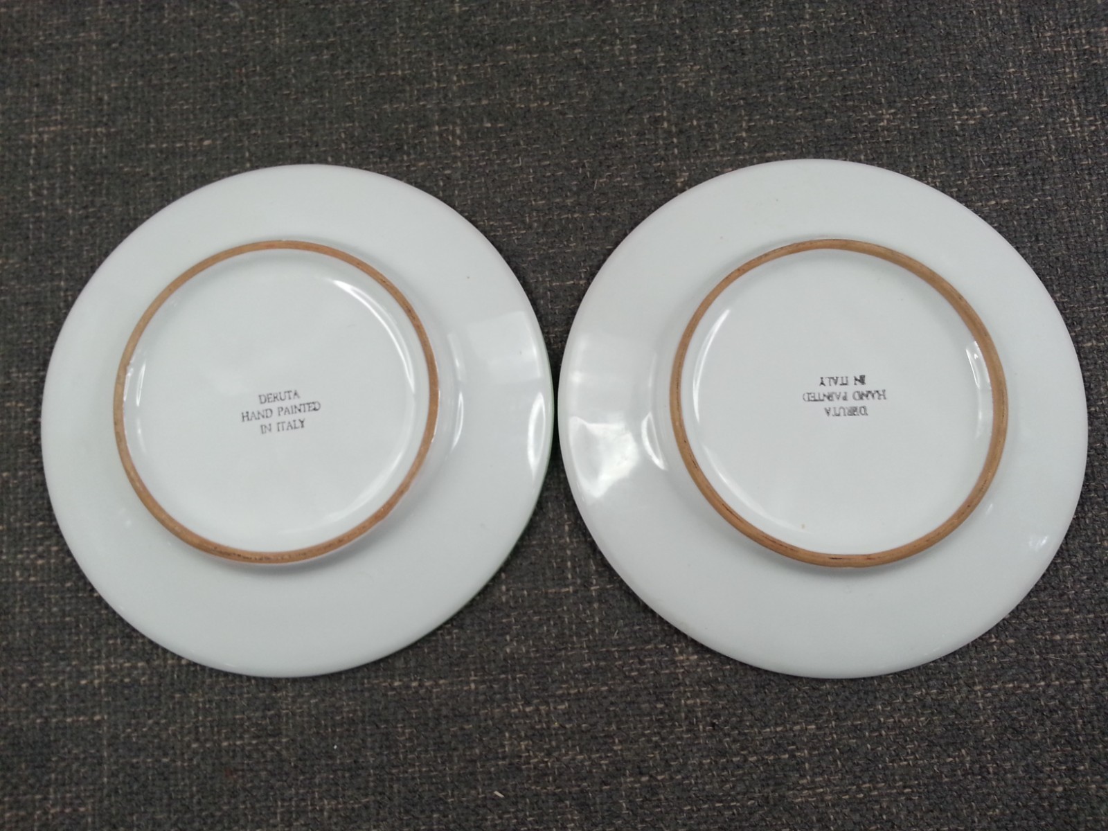 2pc Deruta Hand Painted 8 Inch Plates Made In Italy yellow and green flower