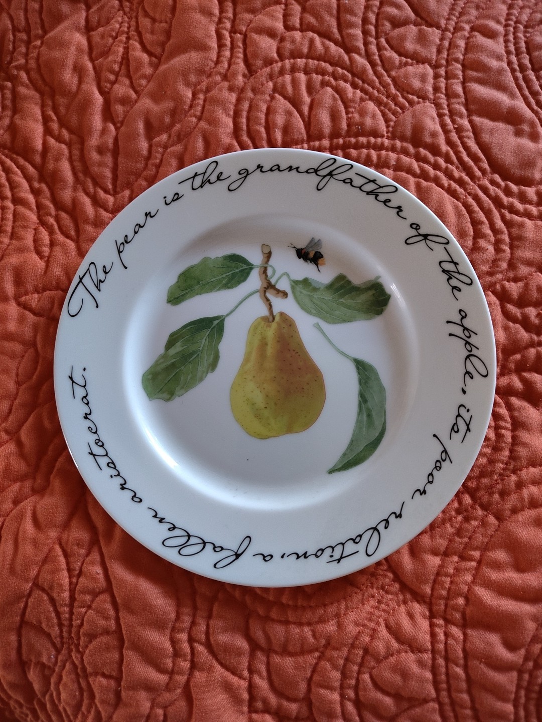 Orchard Suite by Williams-Sonoma Decorative Plate 7-3/4″ SET/3-Plum Pear Apple