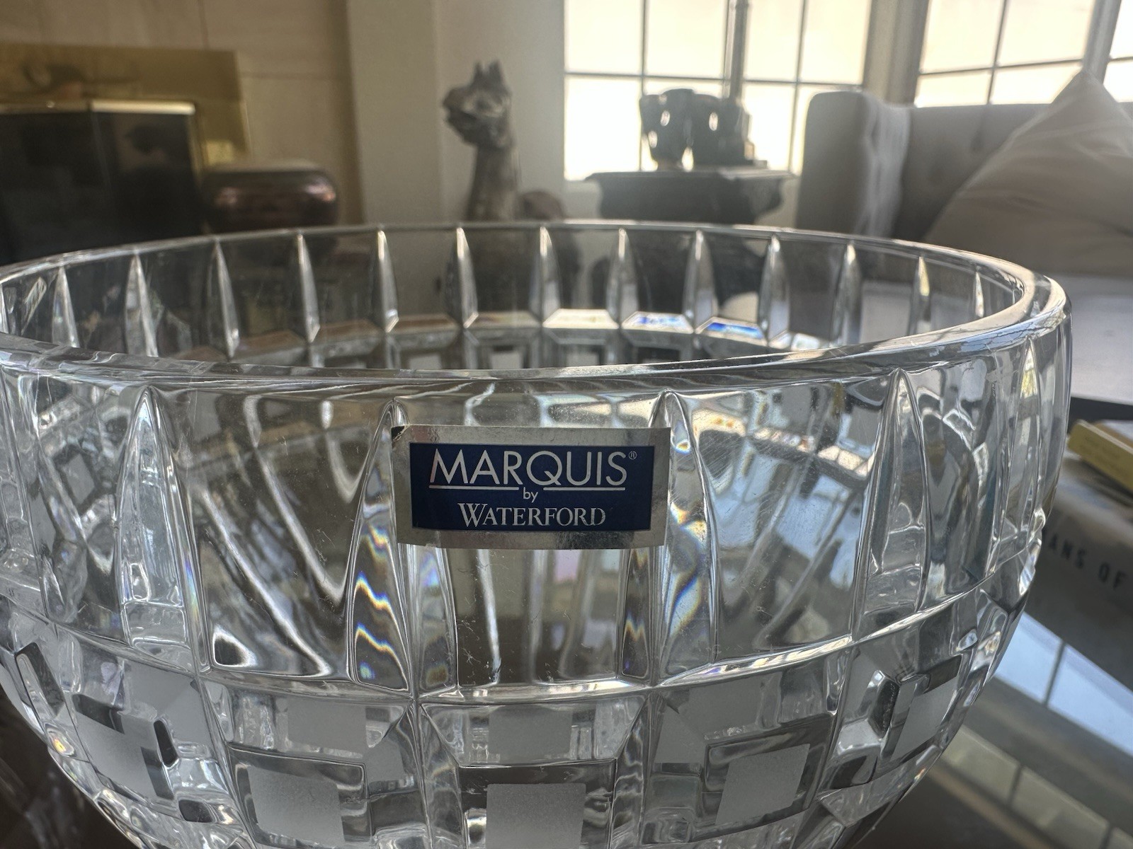 VTG Marquis by Waterford Quadrata Crystal Bowls Signed 3pc Centerpiece Poland