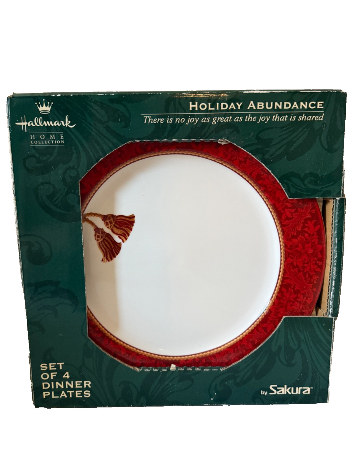 NIB- 4 Hallmark Home Collection-Sakura-Holiday Abundance Dinner Plates 10.5”