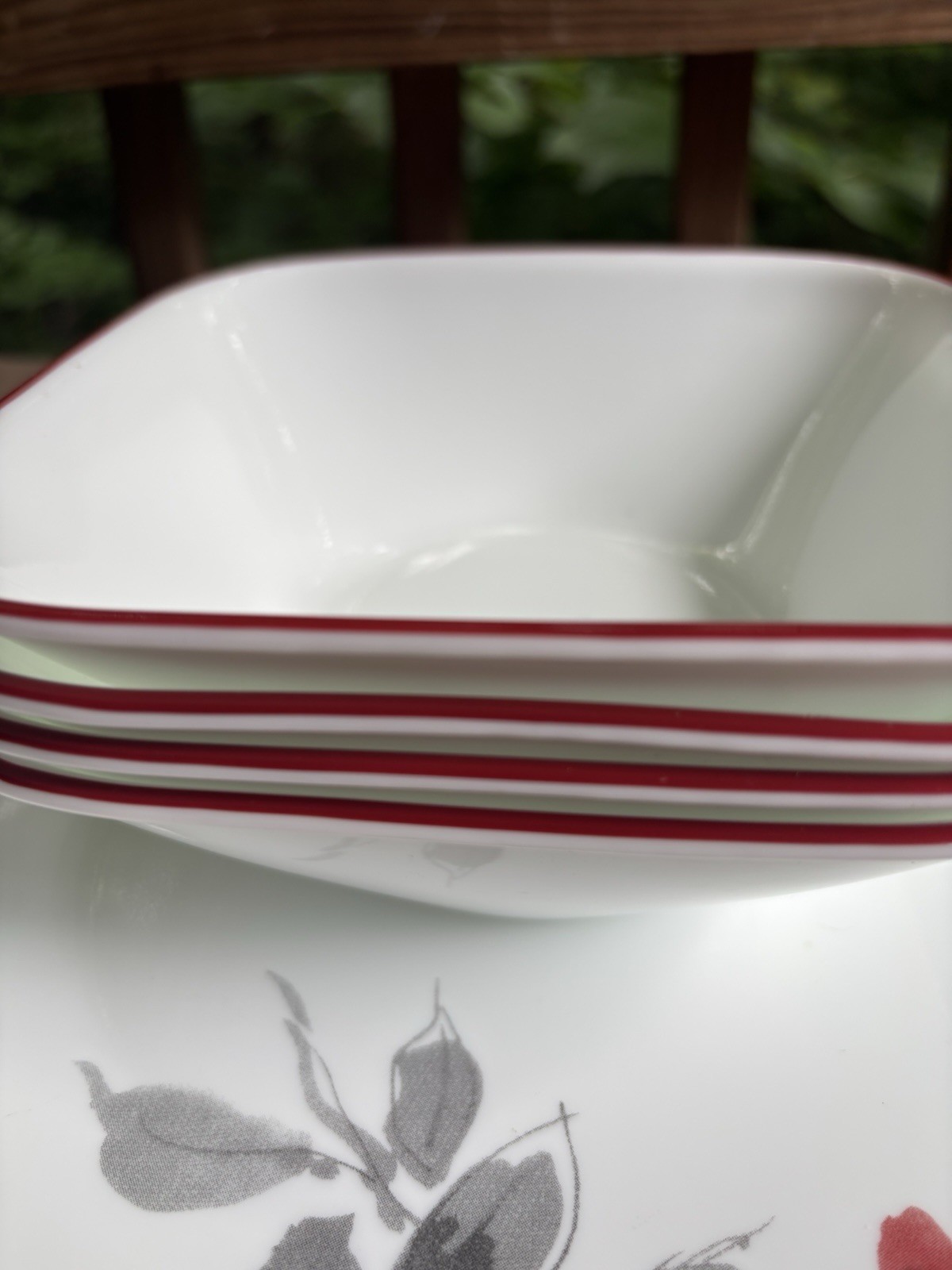 Corelle Kyoto Leaves 15 Pc Square Set 3 Dinner Plates 4 Luncheon 4 Bowls 4 Mugs