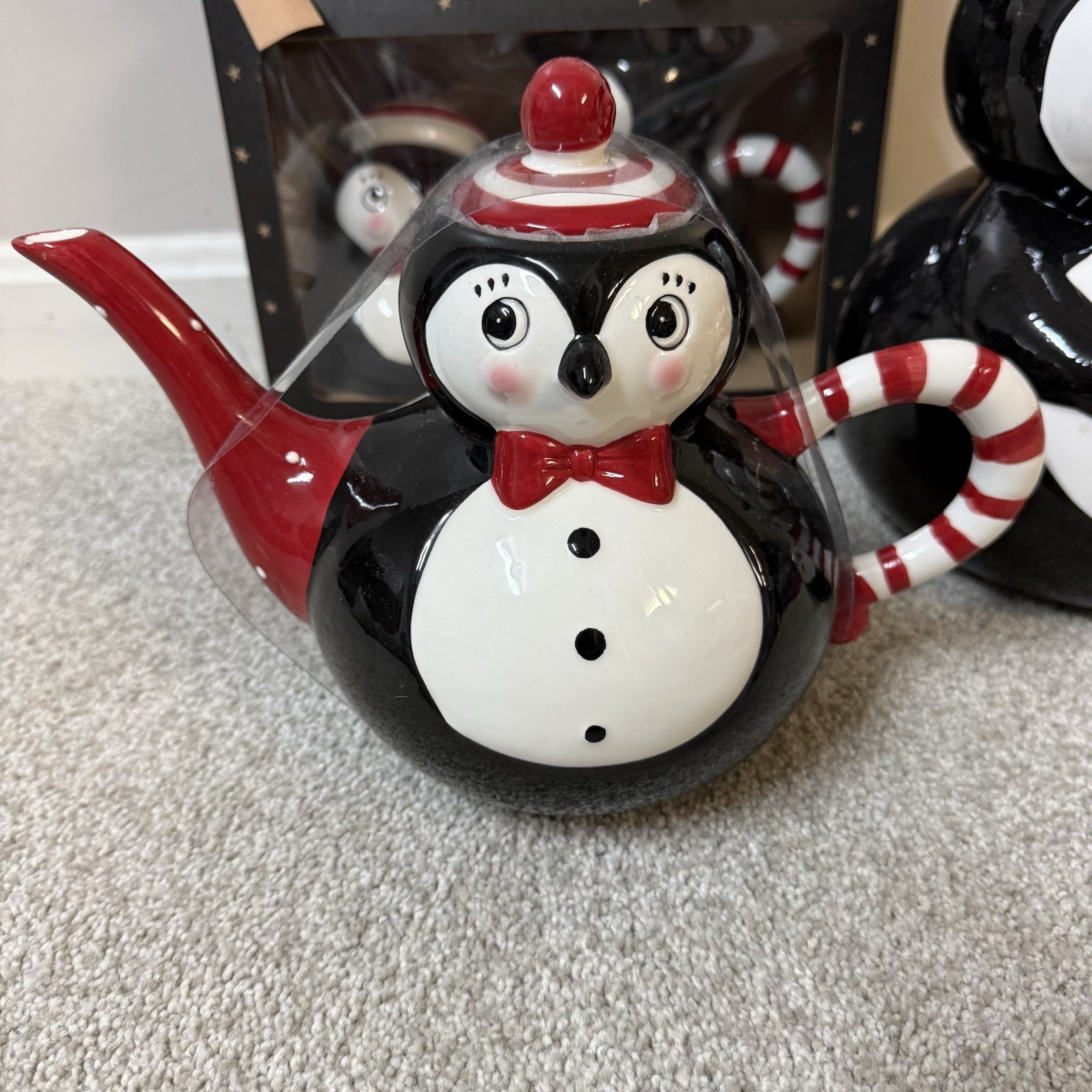 Johanna Parker Carnival Cottage Penquin Cookie Jar Sugar Creamer Set Bundle