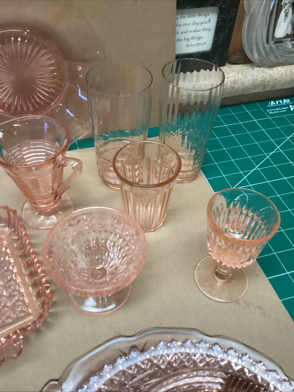 Large Vintage Lot 25 Pieces Mixed Pink Depression Glass