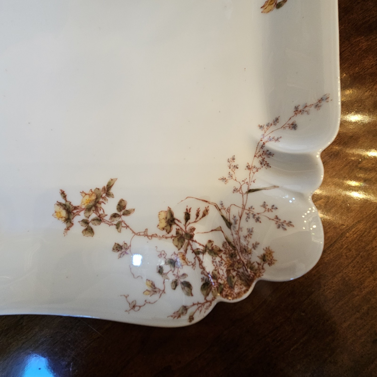 16.5″ Haviland Limoges Blue Green Yellow Rose Rust Gold Platter Schleiger 266