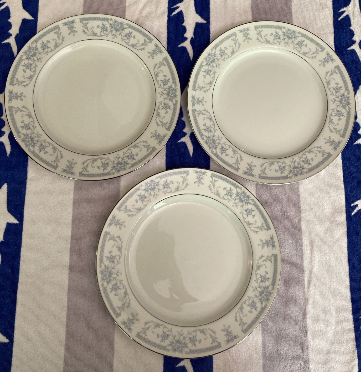 Sheffield Blue Whisper Porcelain Fine China Dinner Plate Japan Set Of 3