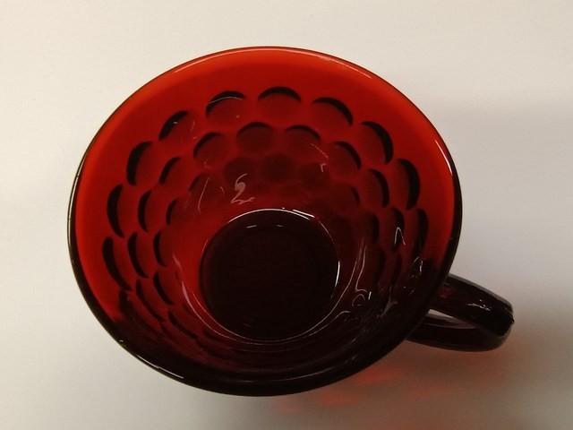 Anchor Hocking Red Royal Ruby Bubble Bullseye Tea Cup 1963 REDB25