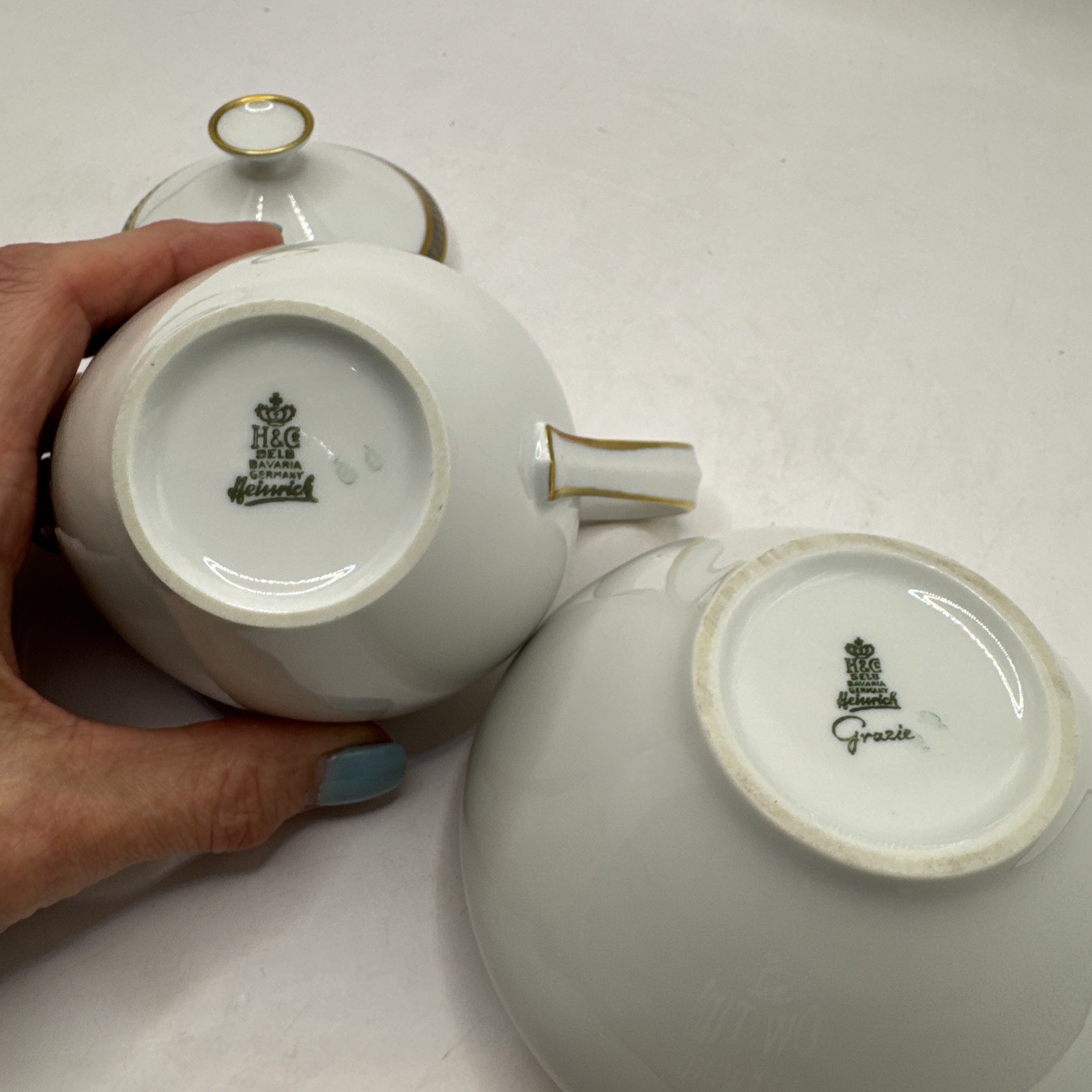 Vintage Heinrich H&C Selb Bavaria Germany Grazie Creamer and Covered Sugar