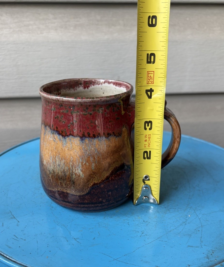 Mangum Studio Colorful Drip Folk Art Pottery Mug 2006 North Carolina 14oz