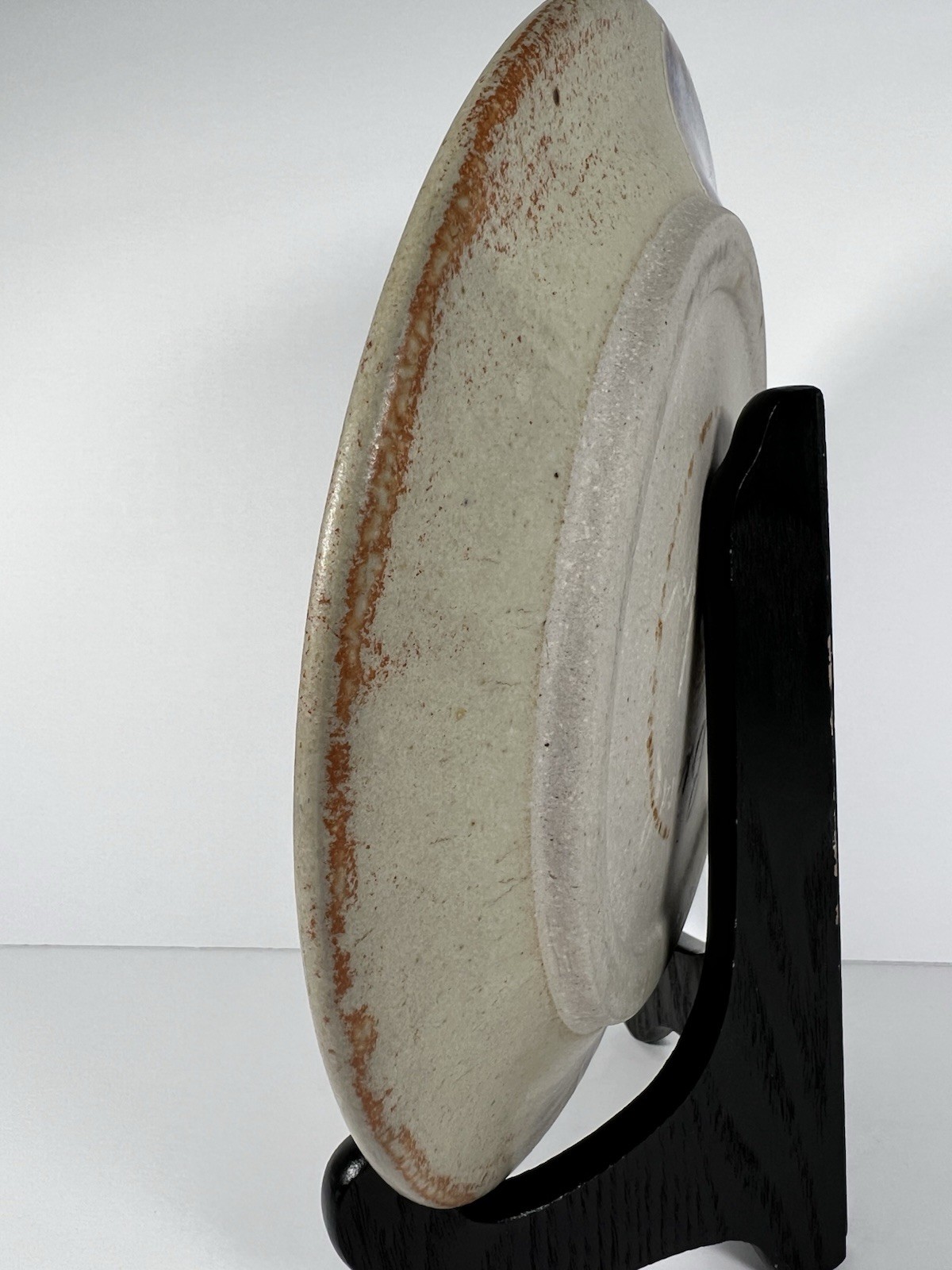 Bruce Larrabee Studio Pottery 9” Abstract Drip Glaze Signed UT Art Signed Plate
