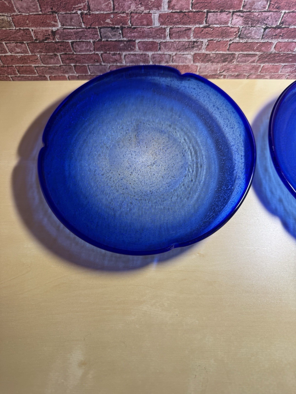 2 Piece Cobalt Blue 7” Dessert / Salad / Bread Plates Hand Blown Art Glass SALE