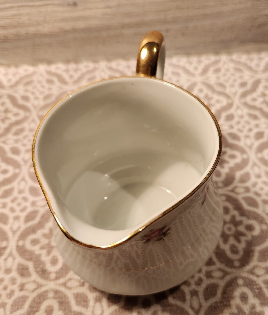 Fashion Manor Fine China PINK BLOSSOM creamer with Gold Accents