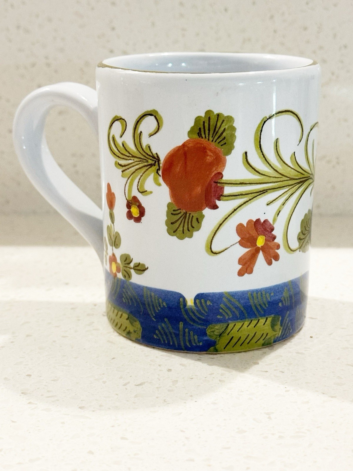 FAENZA Garofano Blue Carnation 4” Tall Mug Italy