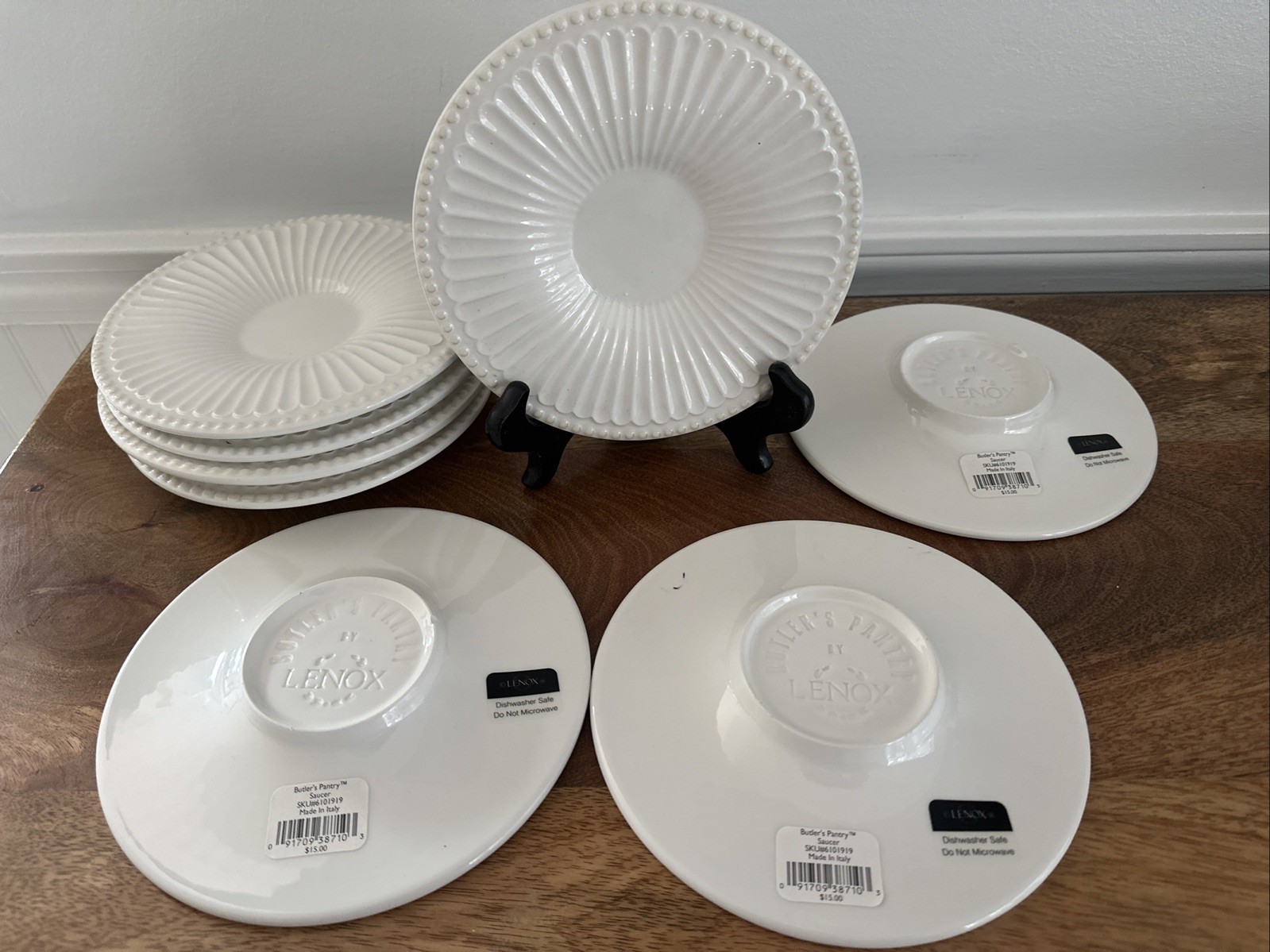 8 LENOX BUTLER’S PANTRY 7″ SAUCERS/PLATES MIXED LOT Of 3 NEW & 5 PREOWNED
