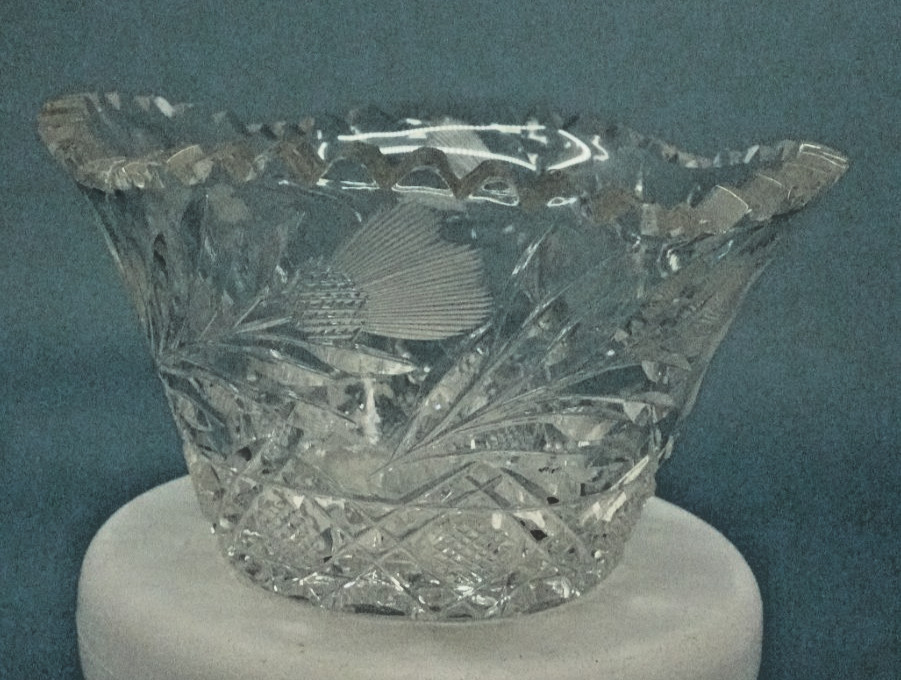 Antique American brilliant Period Cut Glass Mayonnaise Bowl w/ Under Plate