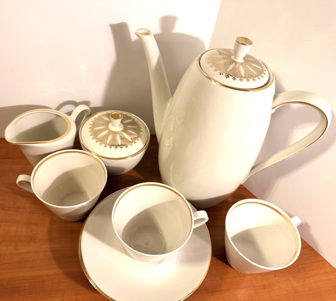 Winterling Kirchenlamitz Bavaria White Gold Coffee Server Set