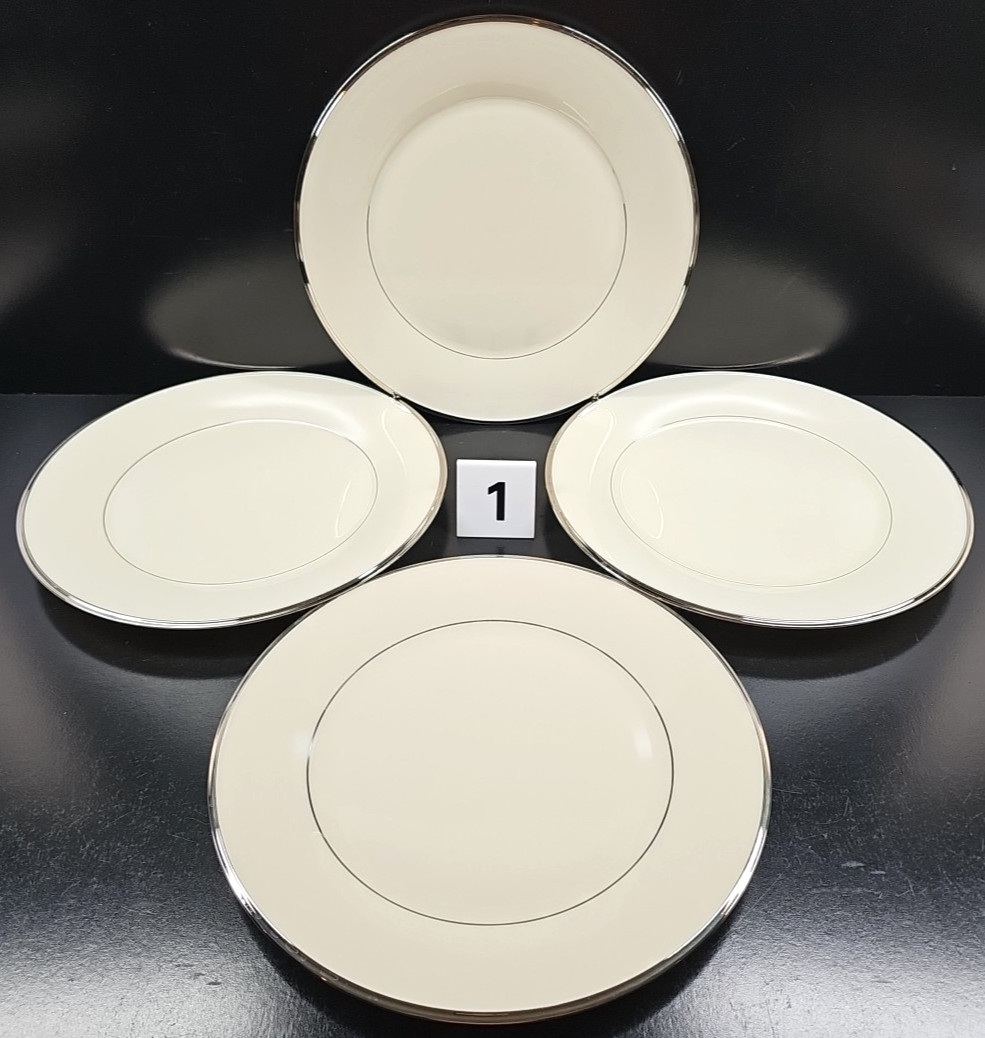 4) Lenox Solitaire 5 Pc Place Setting Vintage Elegant Platinum Dining Dishes Lot