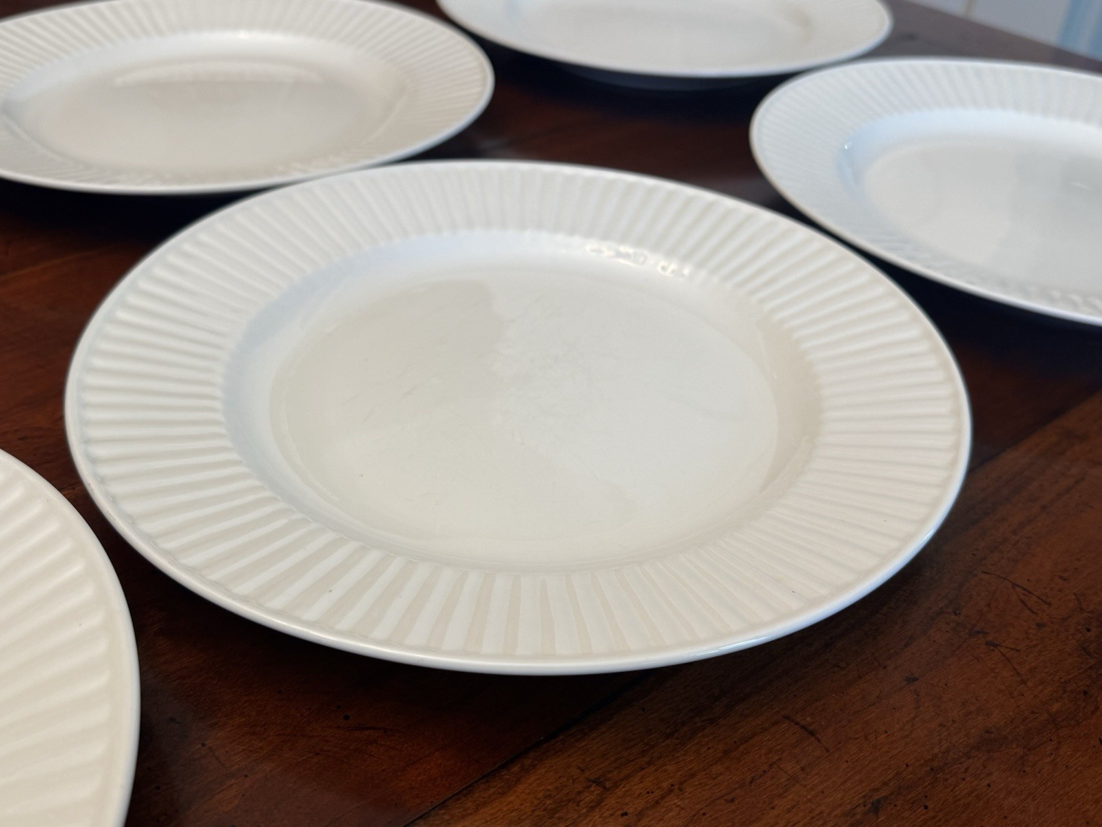 Set Of 6 Claremont by Gibson White Ribbed Dinner Plates