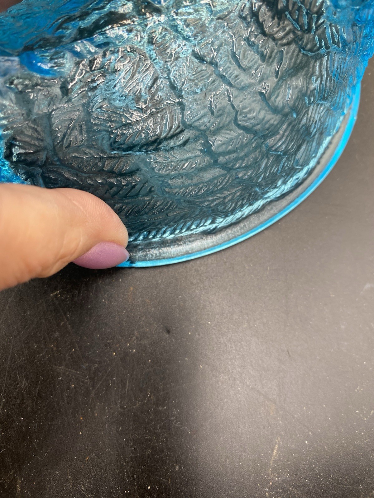 Blue Transparent Glass Hen On Nest Candy Dish