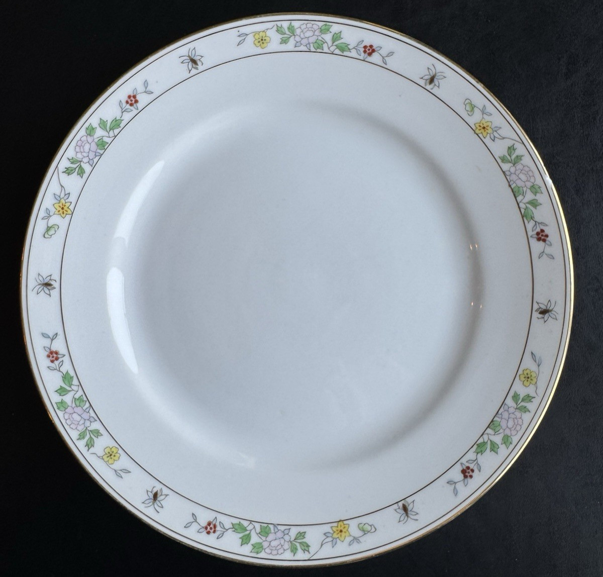 Noritake N1611 Field Japan (4) Dinner Plates Flowers Bees Rare Gold Hand Painted