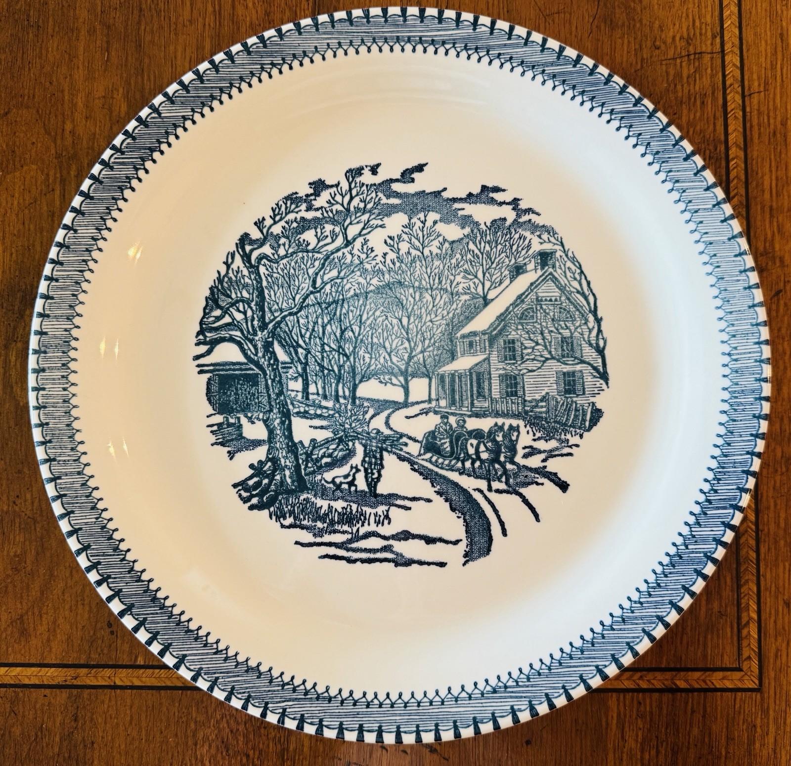 11″ Chop Plate (Round Platter) Country Life Blue by EDWIN KNOWLES