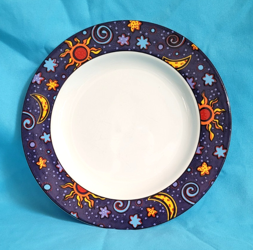 Sakura Celestial Saucer Plate 8 Inch 3 count Stoneware 1992 White Multi-color