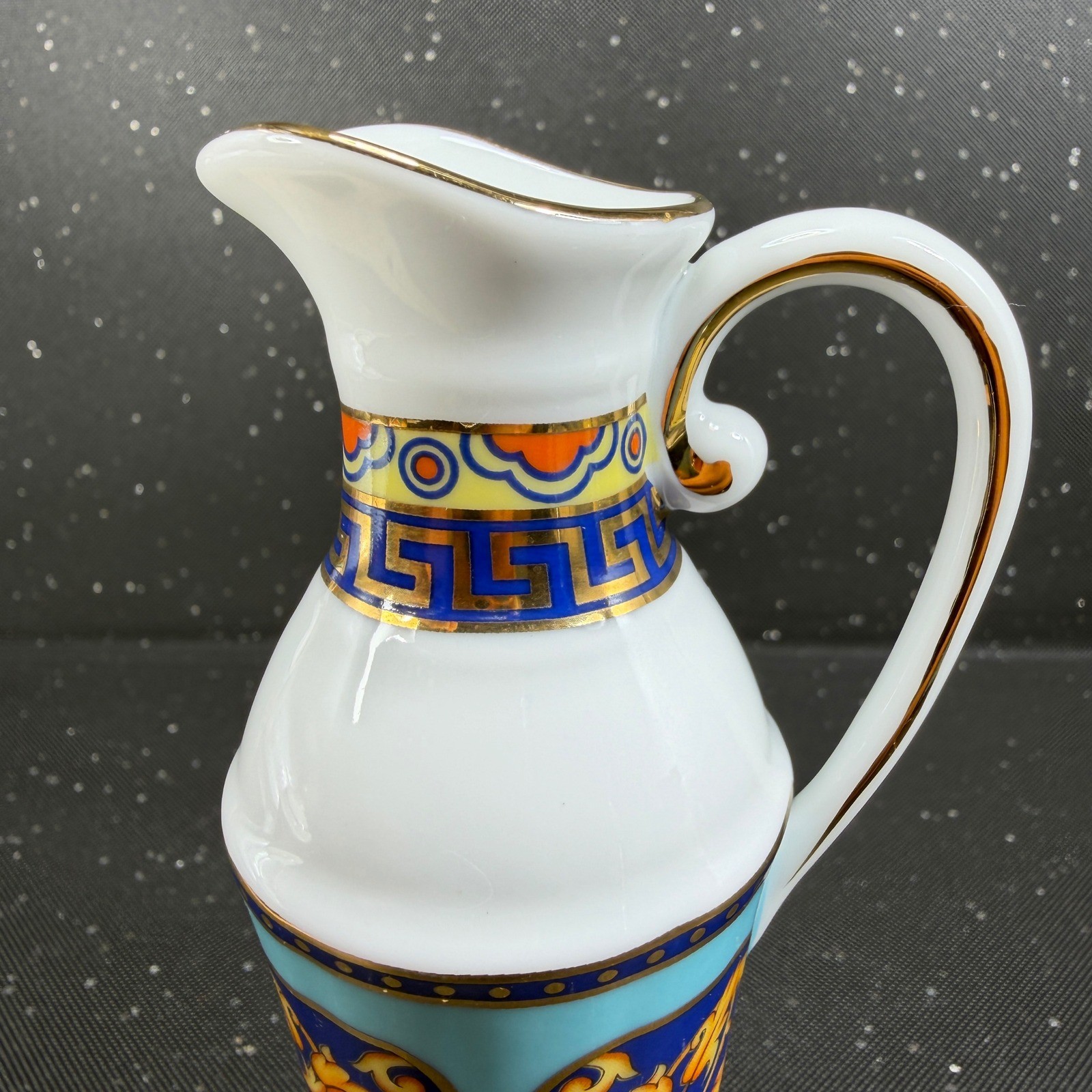 Limoges Casa Elite Bacchus God of Wine Cruet Set 2 Porcelain Jars Blue Gold