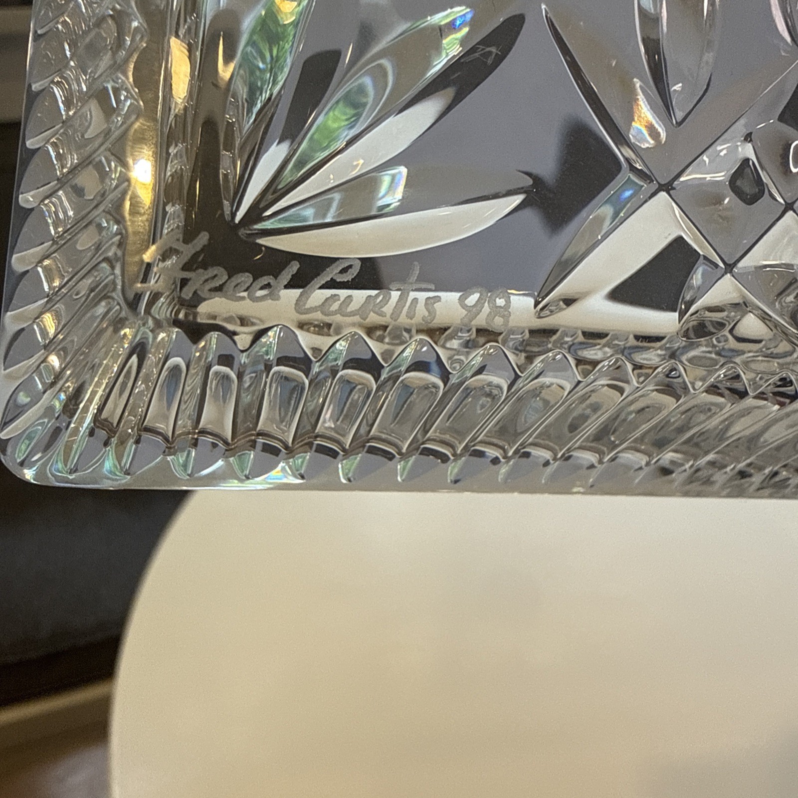 Waterford Crystal Lismore 11″ Vanity Tray Signed Fred Curtis w/ Box Ireland