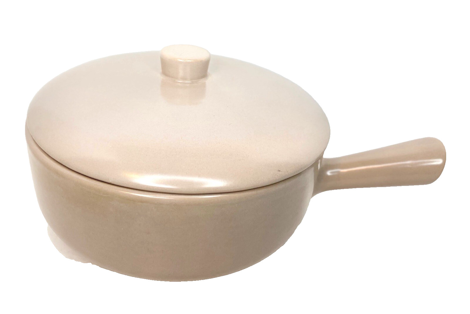 Vintage La Solana California Pottery Individual Covered Casserole Handle Pink