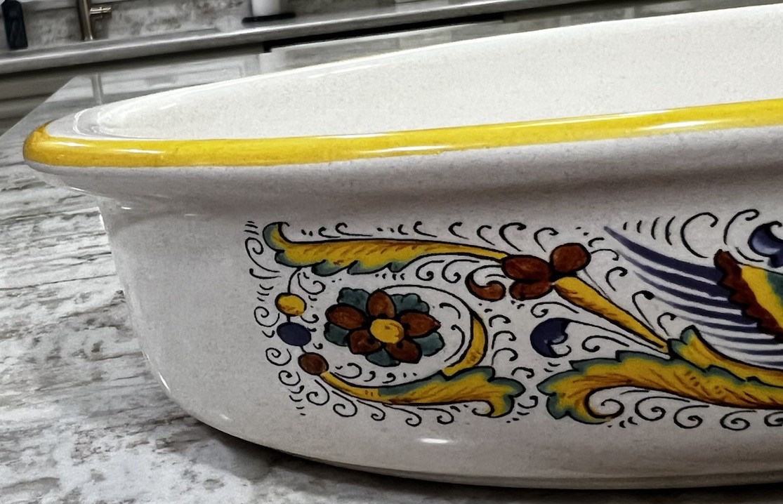 Auth. Ceramic Nova Deruta Pottery Serving Bowl/Baking Dish Raffaellesca Dragon