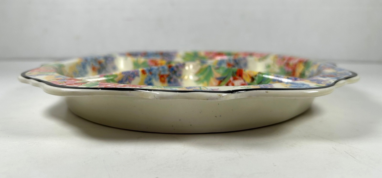 VTG Divided 4-Part Relish Dish Plate Bowl Empire Chintz “Delphi” England 8.5″