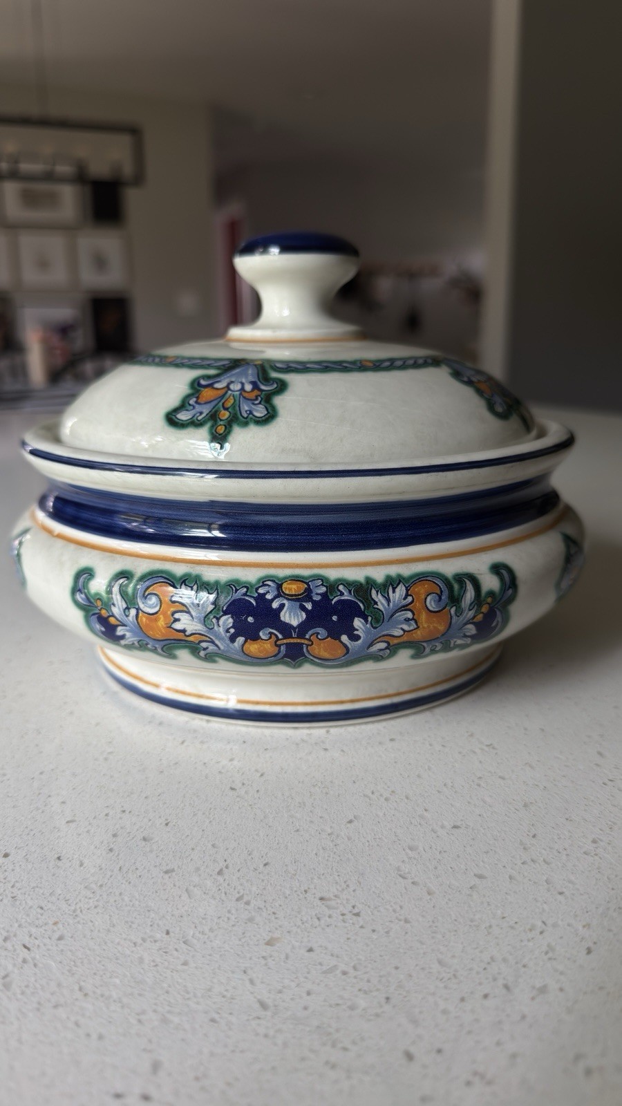 FACCIOLINI Handmade in Italy Hand-Painted Floral Ceramic Lidded Bowl
