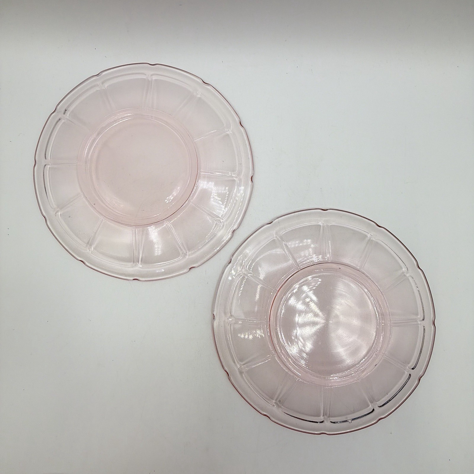 Vtg Diamond Glass Co VICTORY Pink Salad Luncheon Plates 7 3/4″ Set of 3